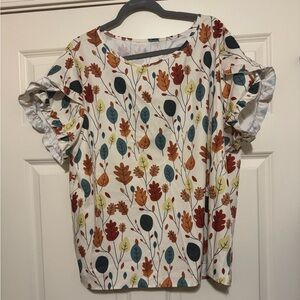 Floral Ruffle Sleeve Top